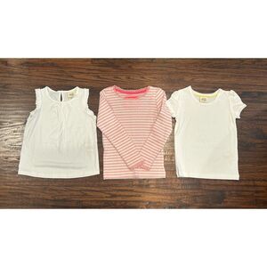 Mini Boden girls tshirt short pink white long sleeve top lot of 3 EUC size 4-5Y